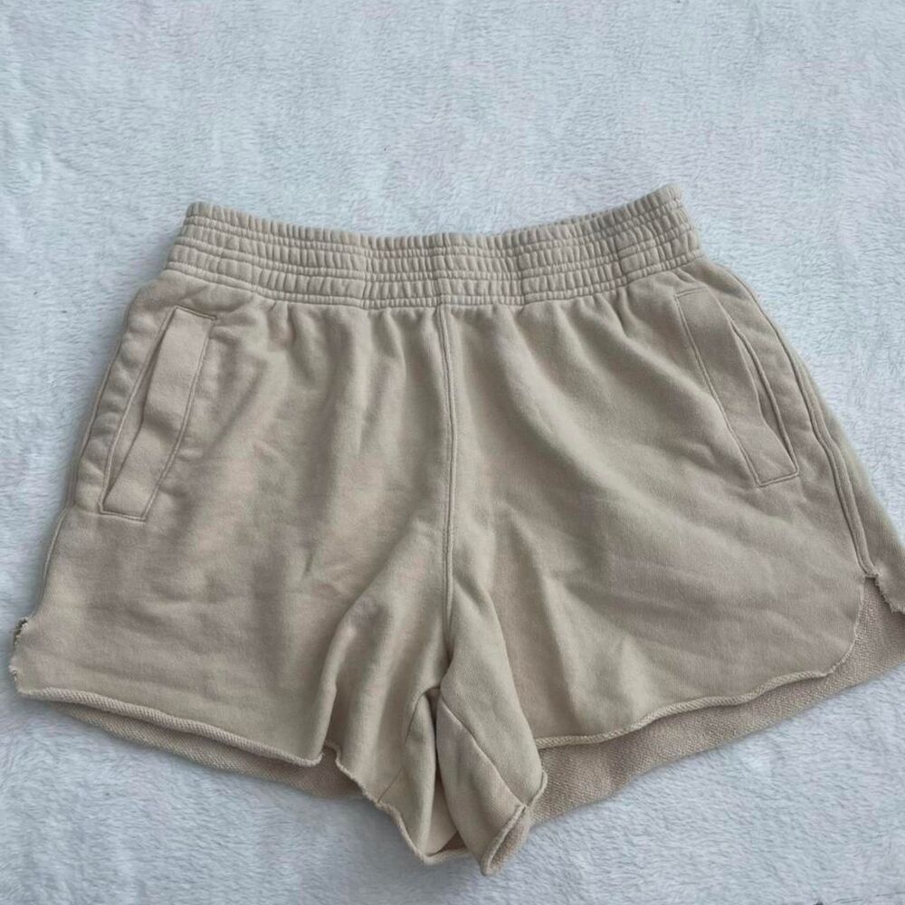 Aerie Cream Sweat Shorts Women's M Loungewear Casual Every Day Tan Summer